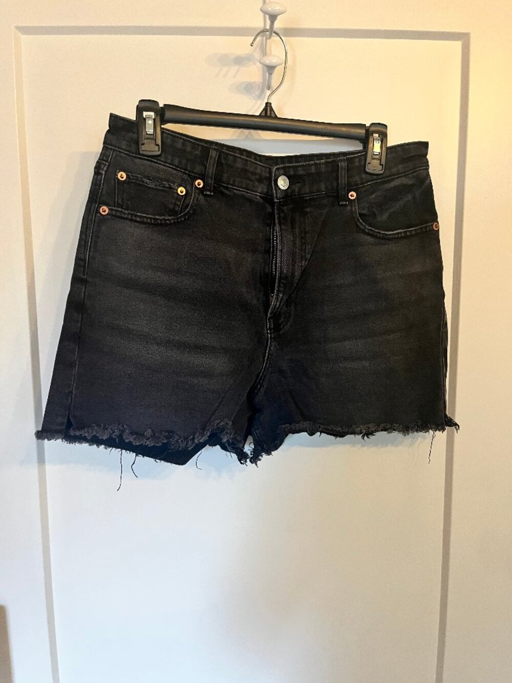 American Eagle Black Denim Cut-Off Shorts Women's 10